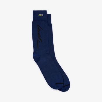 Lacoste LIVE Signature Print Socks - Ponožky Pánské Tmavě Blankyt Blankyt / Černé | CZ-gGMaDZ